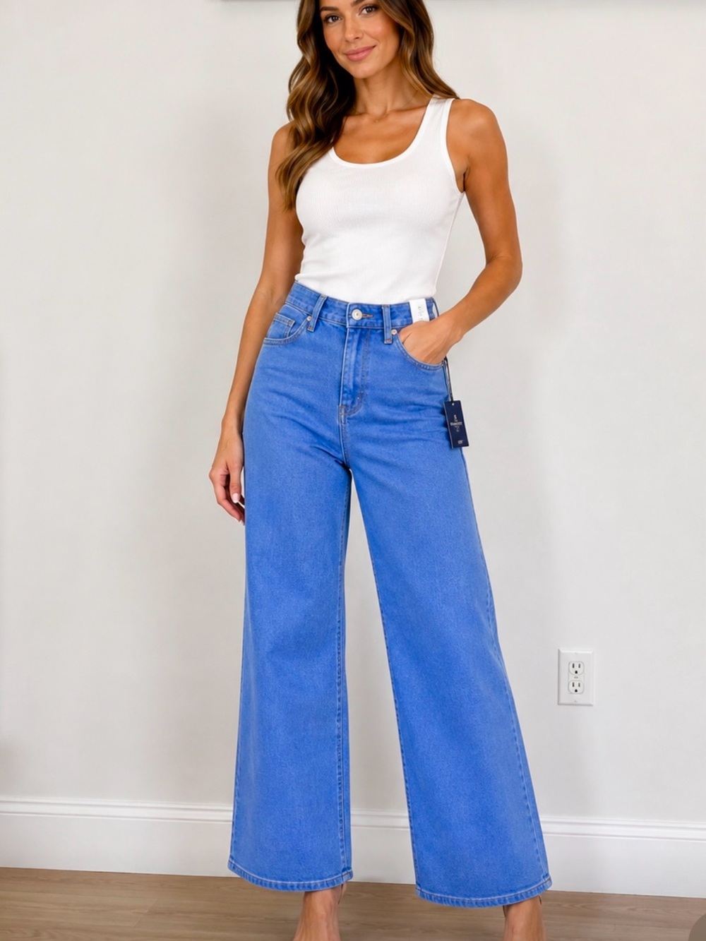 Universal Thread Women's High-Rise Sailor Wide Leg Pants, Blue Solid, Size 4